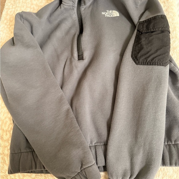 The North Face Tops - The North Face Charcoal Pullover with Black Sleeve Pocket